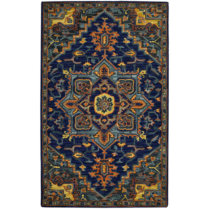 8' X 10' Bohemian Wool Medallion Hand Tufted Area Rug - Blue