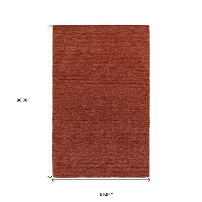 5' X 8' Wool Hand Tufted Area Rug - Rust