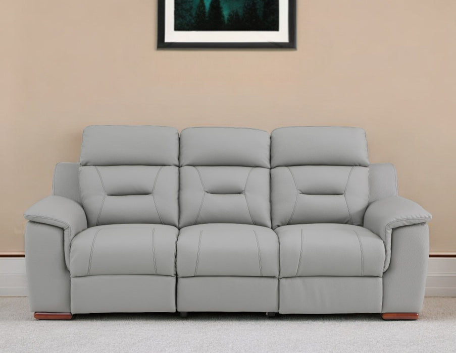 Faux Leather Sofa With Brown Legs - Gray