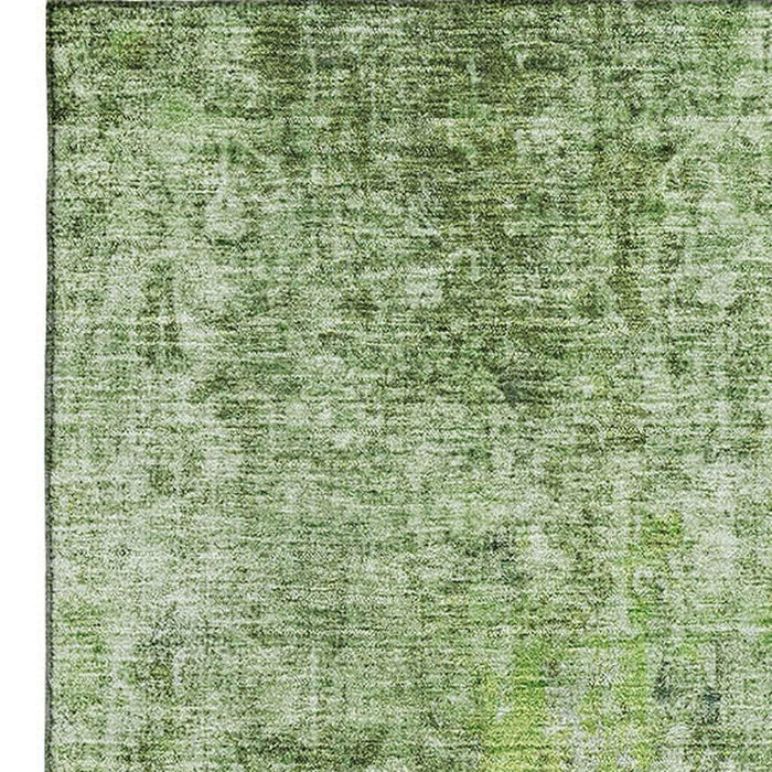 10' X 14' Abstract Washable Area Rug With UV Protection (654808) - Olive Green / Ivory