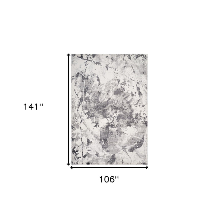 9' X 12' Abstract Area Rug - Ivory And Gray