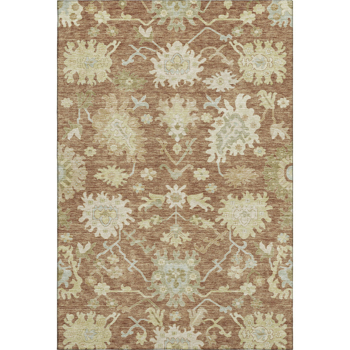 10' X 14' Floral Medallion Washable Area Rug With UV Protection (686873) - Rust / Ivory / Beige