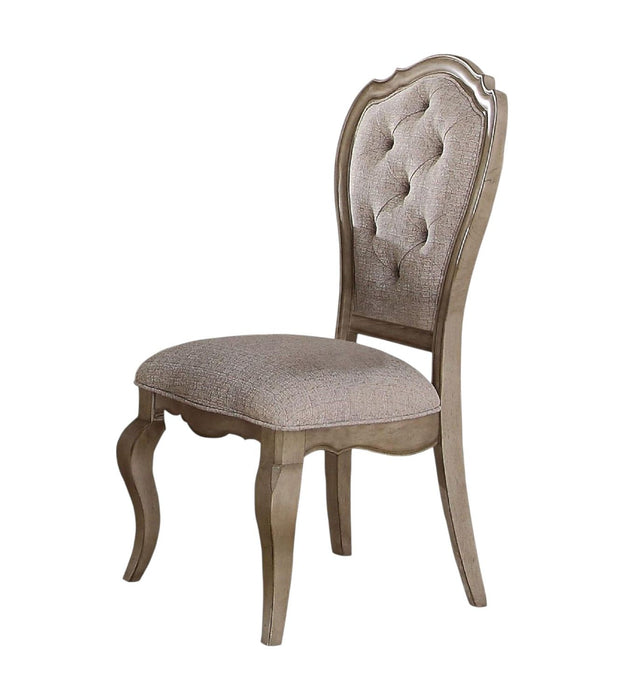 Tufted And Upholstered Fabric And Solid Wood Dining Side Chairs (Set of 2) - Beige