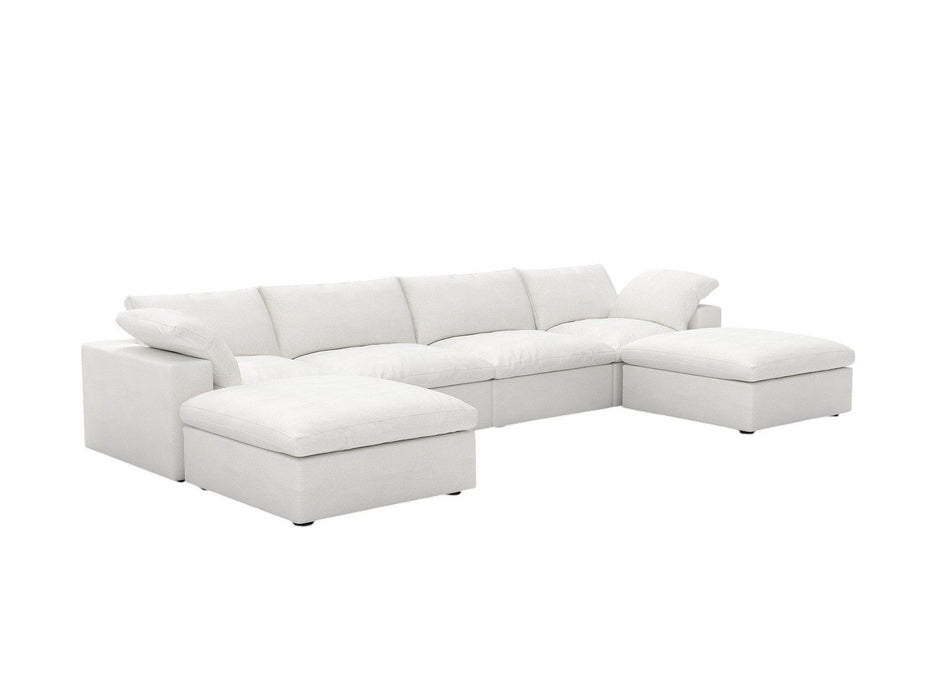 160" 2 Piece Living Room Set Blend Modular Sofa With Ottoman Storage - White