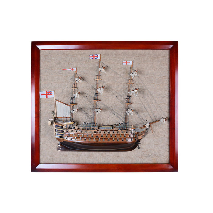 Hand Painted Model Boat (624600) - Beige / Dark Brown