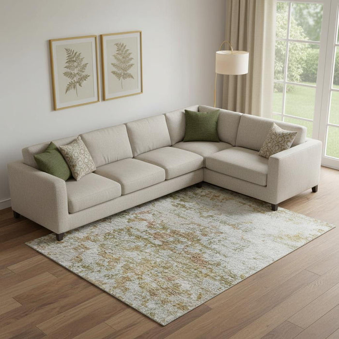 10' X 14' Abstract Washable Area Rug With UV Protection (704963) - Coral / Ivory