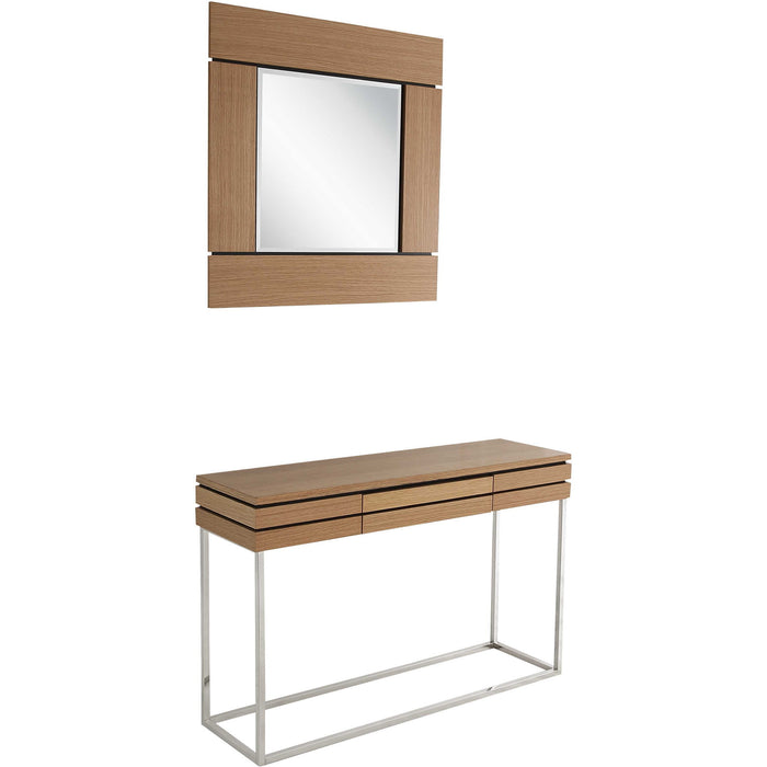 Sled Console Table And Drawers (Set of 2) - Brown And Silver