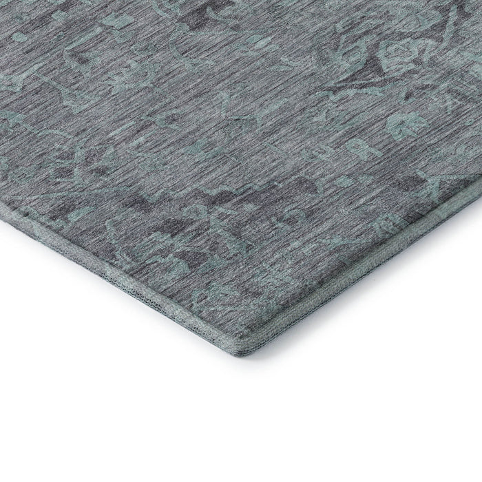10' X 14' Medallion Washable Area Rug With UV Protection (684648) - Teal / Gray