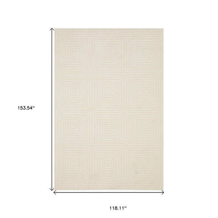 10' X 13' Geometric Area Rug - Ivory And Beige