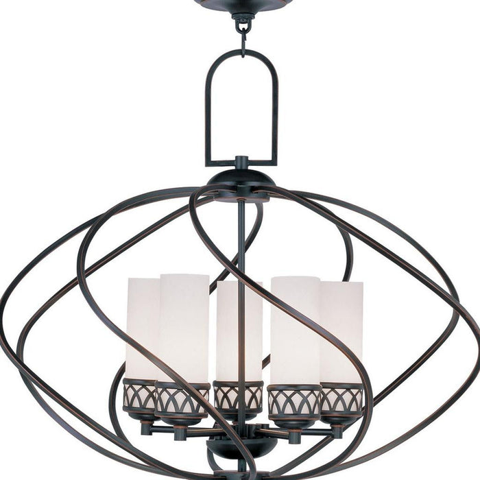 24'' Five Light Dimmable Chandelier With Shades - Bronze