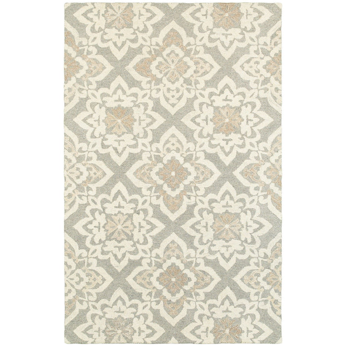 8' X 10' Wool Geometric Hand Tufted Area Rug - Gray And Sand