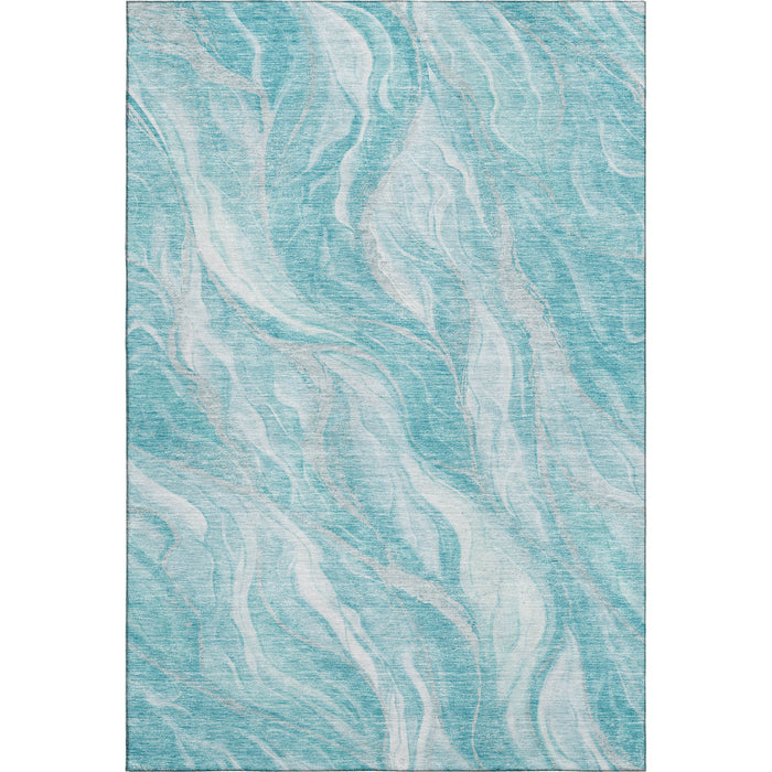 10' X 14' Abstract Washable Area Rug With UV Protection (657599) - Teal / Ivory