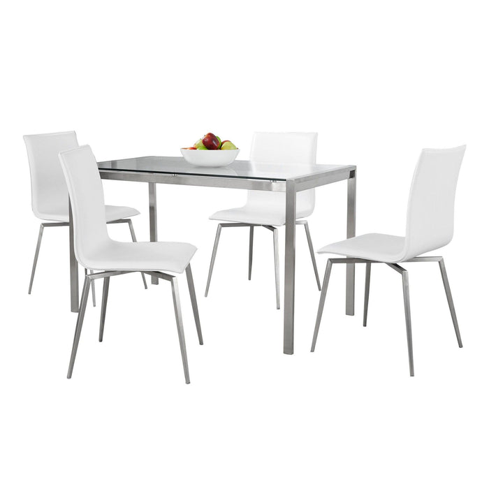 Fuji - Mason Upholstered Swivel Dining Set - Stainless Steel