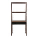 Giga ladder desk with natural wood finish, featuring a ladder style display shelf and a spacious surface for computer work.