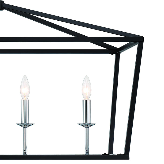Candle Style Six-Light Metal Dimmable Chandelier - Black