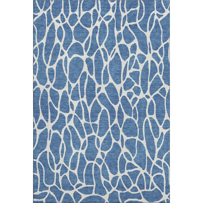 10' X 14' Geometric Washable Area Rug With UV Protection (680391) - Blue / Ivory