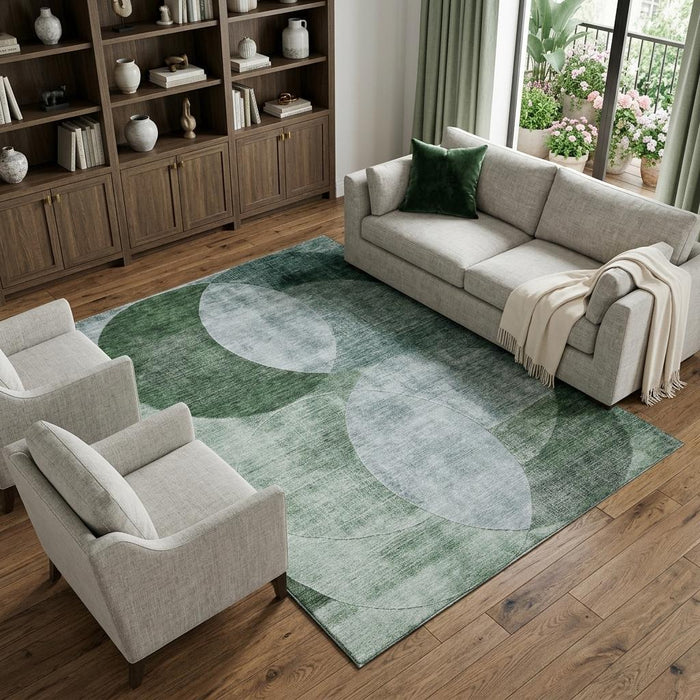 10' X 14' Geometric Washable Area Rug With UV Protection (686294) - Aqua / Green / Teal