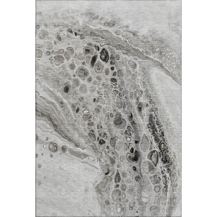 10' X 14' Abstract Washable Area Rug With UV Protection (708565) - Pewter / Gray / Silver
