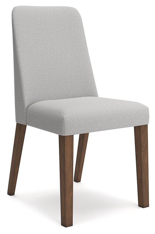 Set of two Ashley Furniture Lyncott dining side chairs with wooden legs and cushioned seats, ideal for modern dining rooms.