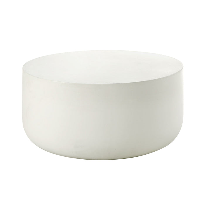 Cement Round Drum Coffee Table - White