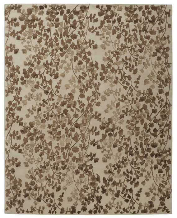 9' X 12' Floral Hand Tufted Area Rug (744378) - Ivory / Taupe / Brown