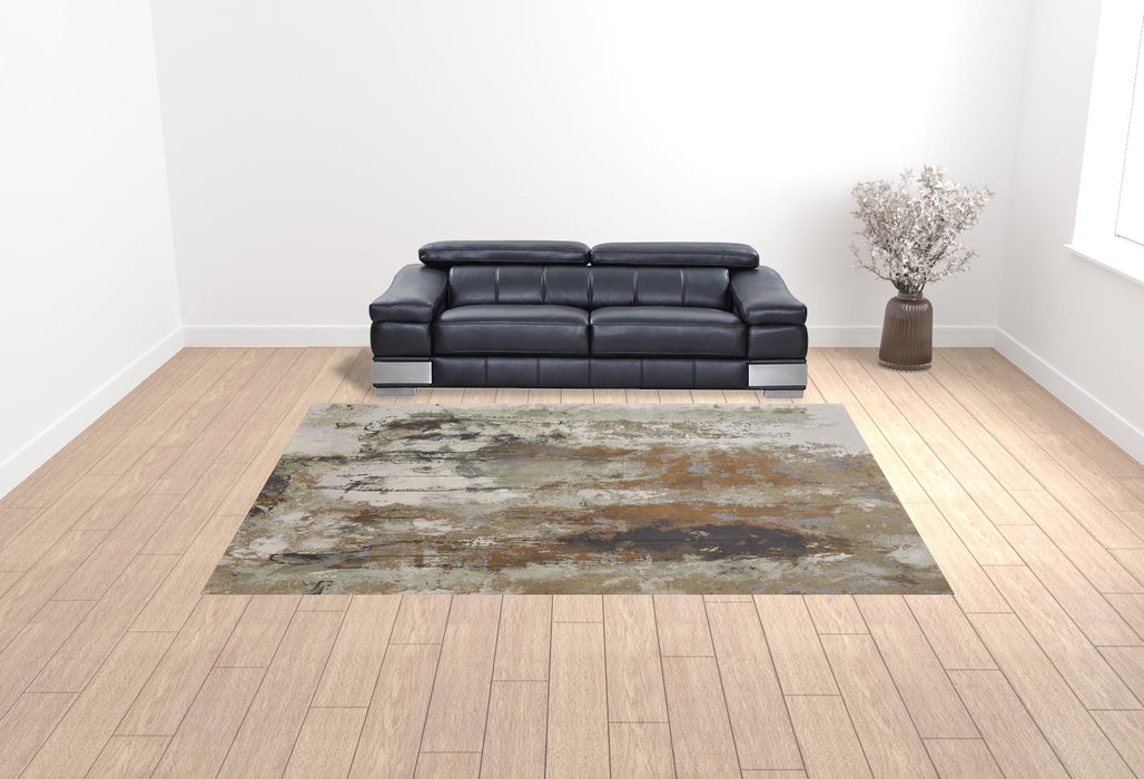 10' x 13' Abstract Power Loom Area Rug - Orange Purple And Green