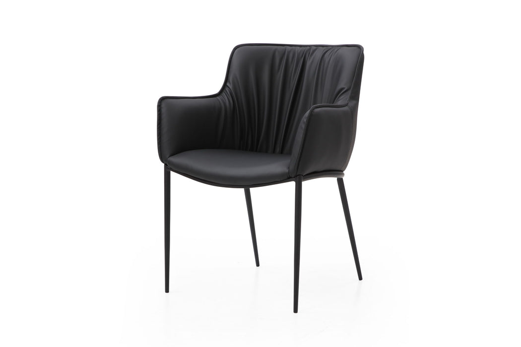 Faux Leather Steel Dining Arm Chair - Black