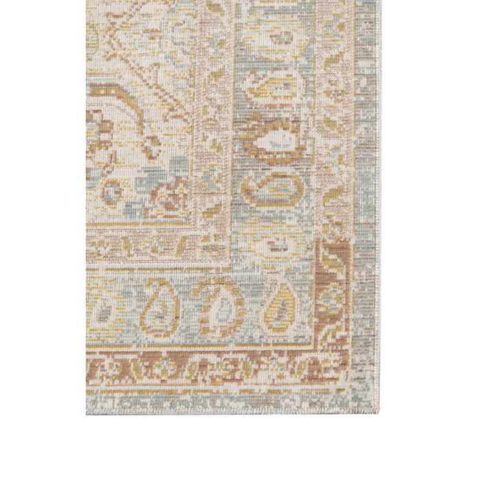 9' x 13' Medallion Power Loom Worn Faded Area Rug - Beige And Gray