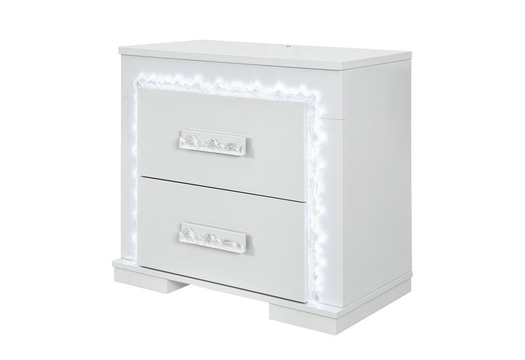 Naomi - Nightstand With LED - Silver