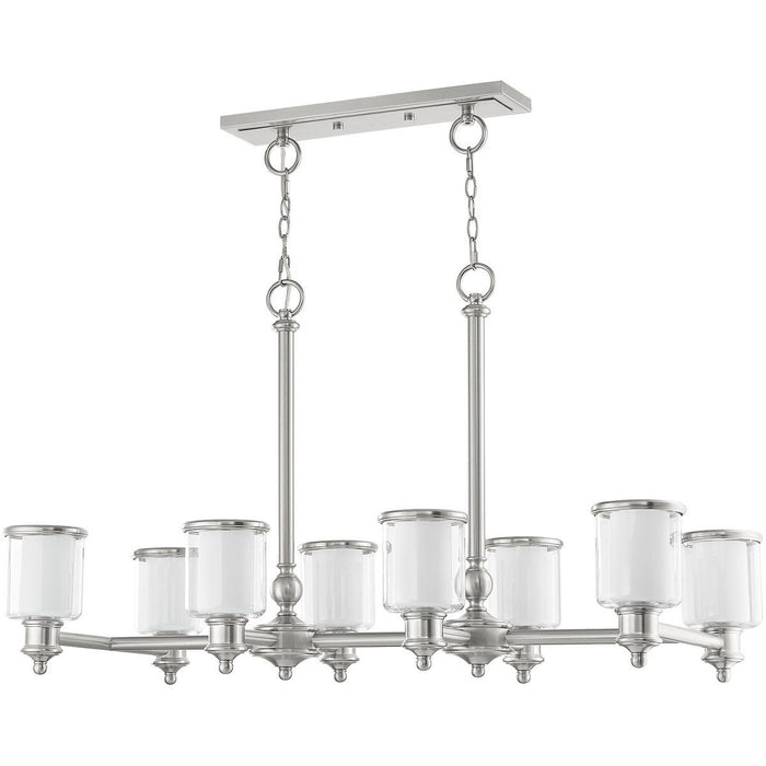 24'' Eight Light Dimmable Chandelier With Shades - Nickel