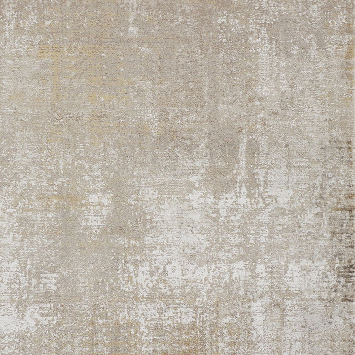 10' x 13' Abstract Area Rug With Fringe - Taupe Ivory And Gold