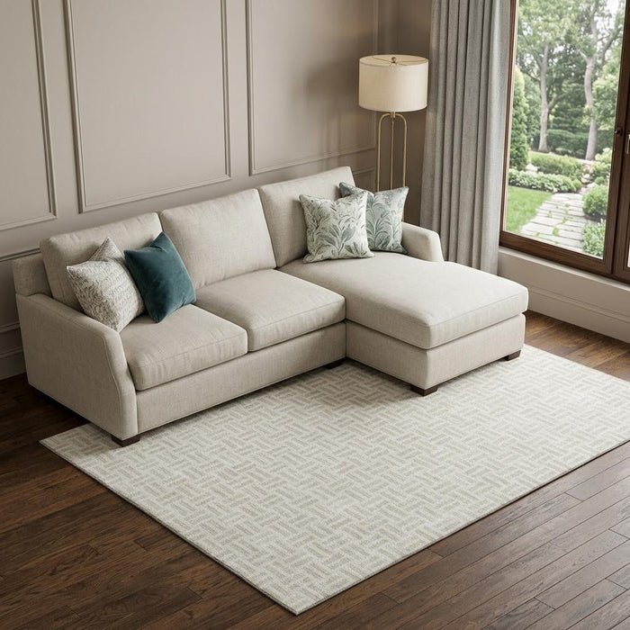 10' X 14' Geometric Washable Area Rug With UV Protection (677255) - Ivory / Beige
