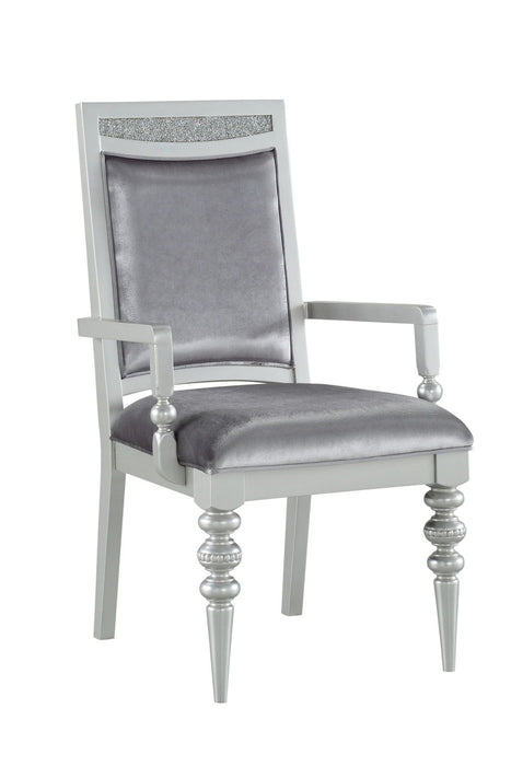 Upholstered Fabric Dining Arm Chairs (Set of 2) - Platinum