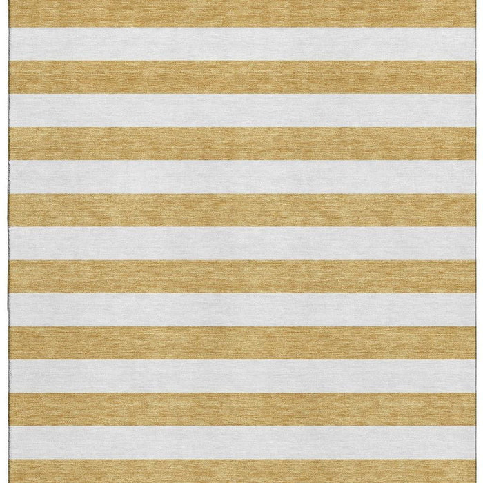 10' X 14' Striped Washable Area Rug With UV Protection (647584) - Gold / Ivory