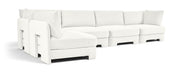 Meridian Furniture Hammond velvet performance fabric L-shaped sectional with five stationary upholstered pieces in a modern living room setting.
