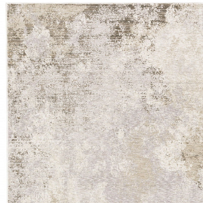 10' x 13' Abstract Power Loom Stain Resistant Area Rug - Beige Ivory Tan Gray And Brown