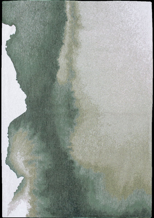 8' Round Abstract Non Skid Area Rug - Gray And Green