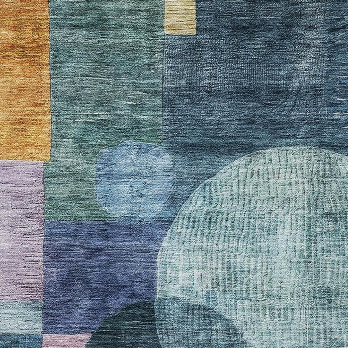 10' X 14' Geometric Washable Area Rug With UV Protection (684702) - Blue / Purple / Gold