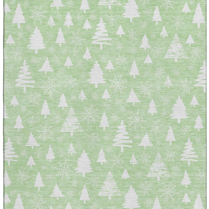 10' X 14' Abstract Geometric Washable Area Rug With UV Protection (701840) - Mint Green / Ivory