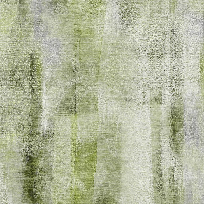 10' X 14' Abstract Washable Area Rug With UV Protection (648136) - Sage / Ivory