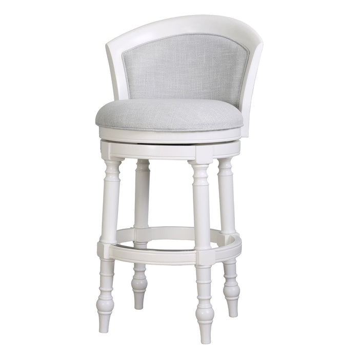 Fabric And Solid Wood Low Back Bar Height Swivel Bar Chair - Gray / White