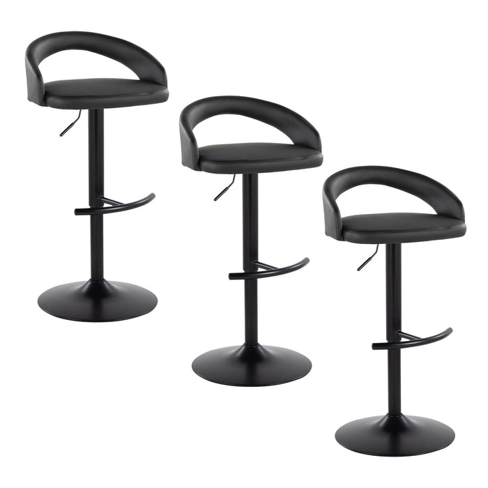 Grotto - Upholstered Adjustable Barstool - Black Metal Base