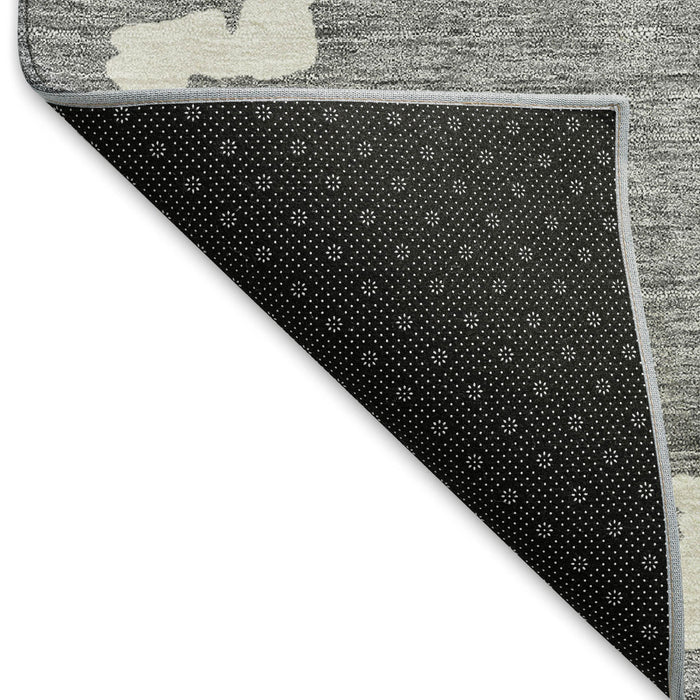 10' X 14' Abstract Geometric Washable Area Rug With UV Protection (671720) - Gray / Ivory