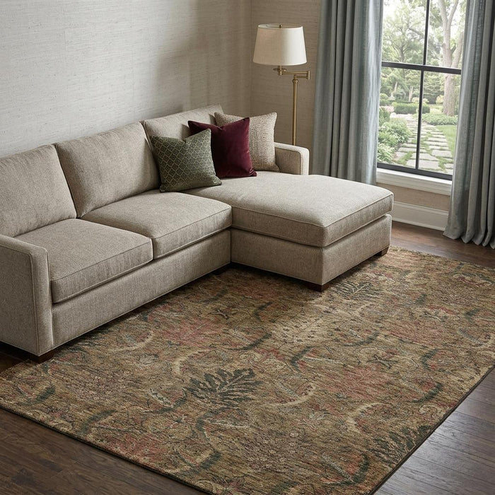 10' X 14' Damask Washable Area Rug With UV Protection (683866) - Brown / Gray