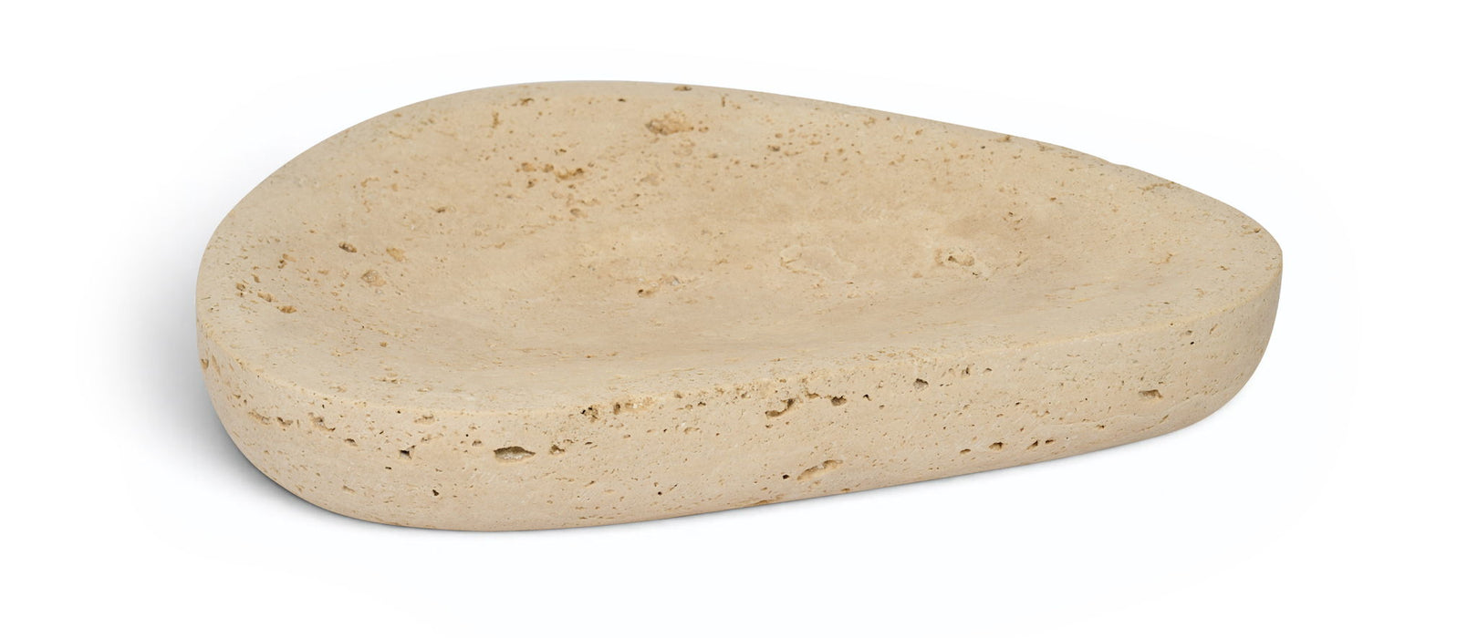 Meridian Furniture Whelan Travertine Bowl, elegant ceramic plate with a textured natural stone finish, ideal for dining or display.