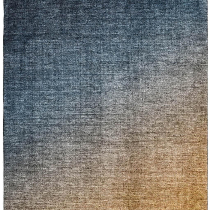 9' X 12' Ombre Washable Area Rug With UV Protection (649677) - Navy Blue / Orange