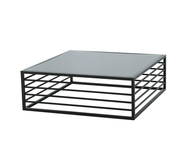 Smoked Glass Square Coffee Table - Black