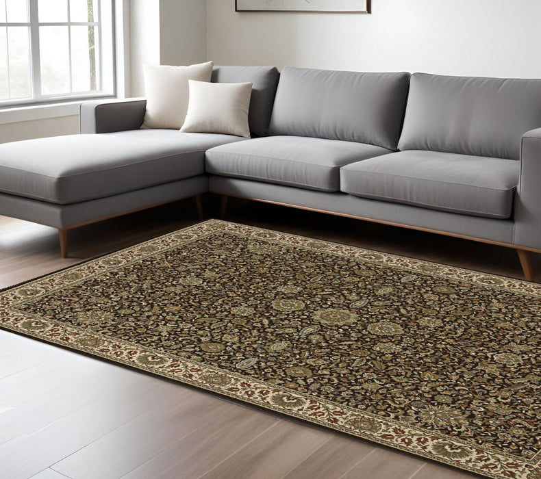 8' X 11' Oriental Area Rug - Brown / Ivory