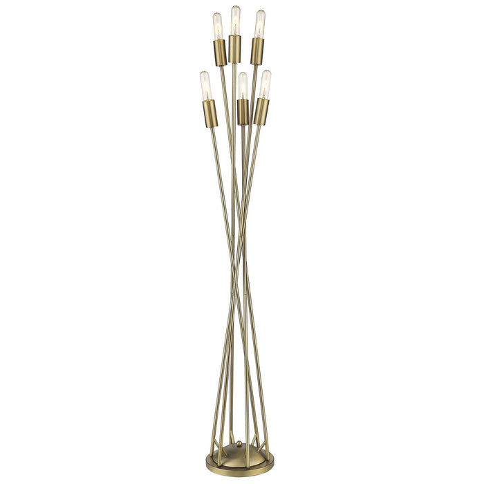 Six Light Torchiere Floor Lamp - Brass
