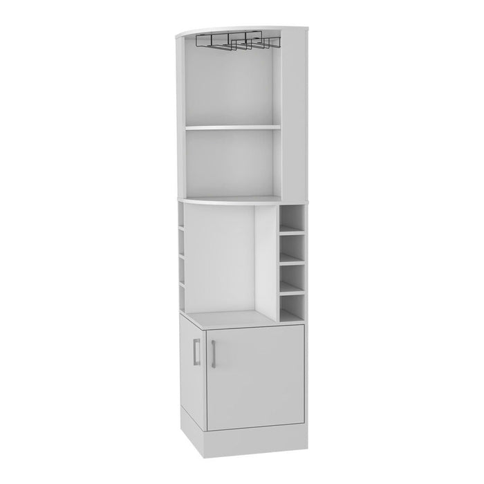Wood Corner Bar Cabinet With Two Doors - White